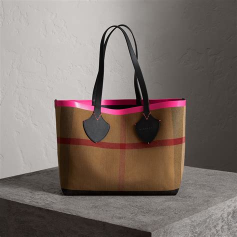 burberry the medium giant reversible tote in canvas and leather|burberry checked canvas tote bag.